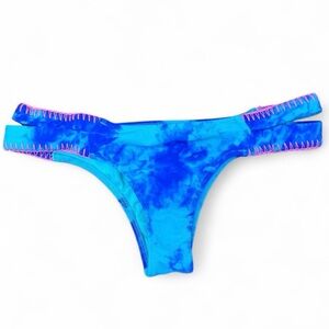 Blue tie dye with pink stitching Shade & Shore bikini bottoms size XS